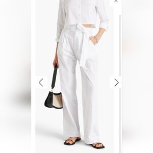 XS Naadam White Cotton Wide Leg Trousers Poplin Pants